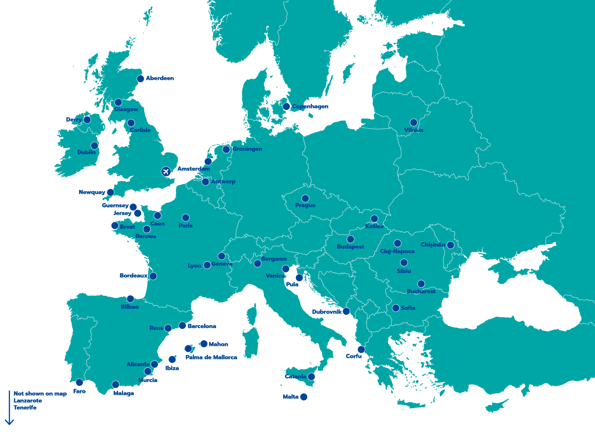 40+ destinations served by London Southend Airport