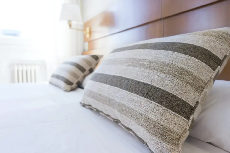 Hotel room, close up of pillows