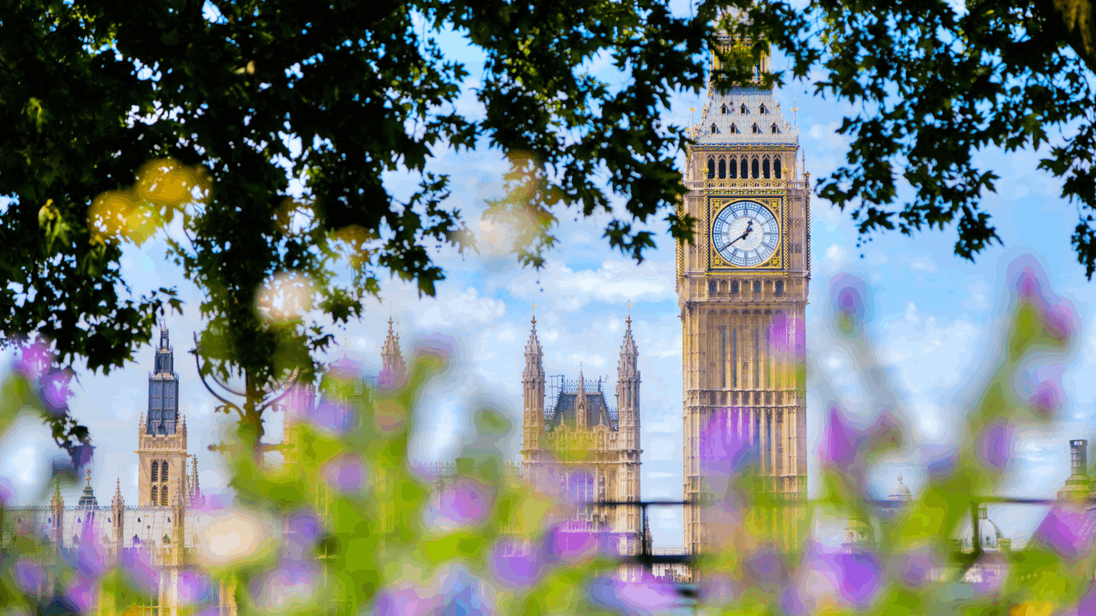 Close up of Big Ben in spring time