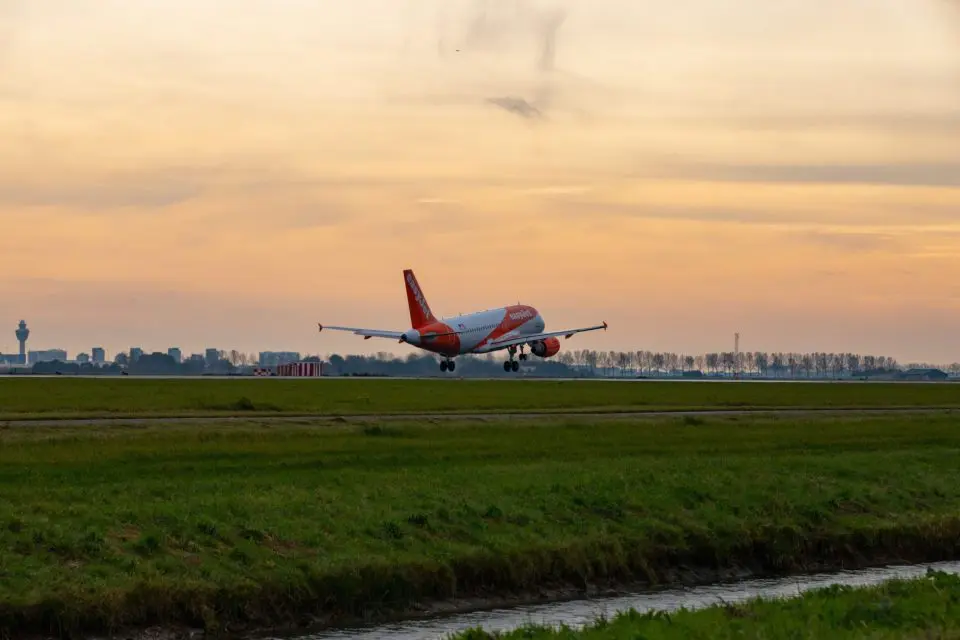 easyJet plane taking off from Schiphol Airport, Amsterdam