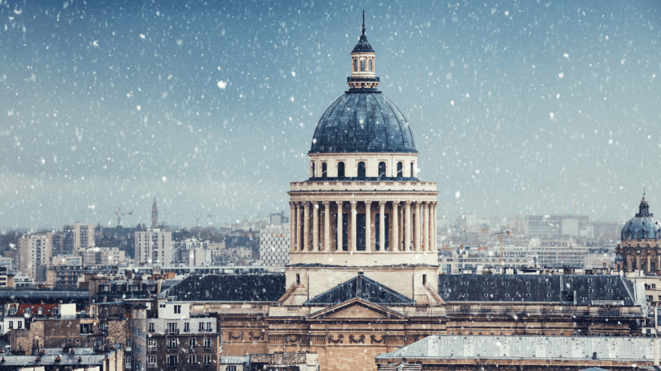 Pantheon, Paris, in the snow