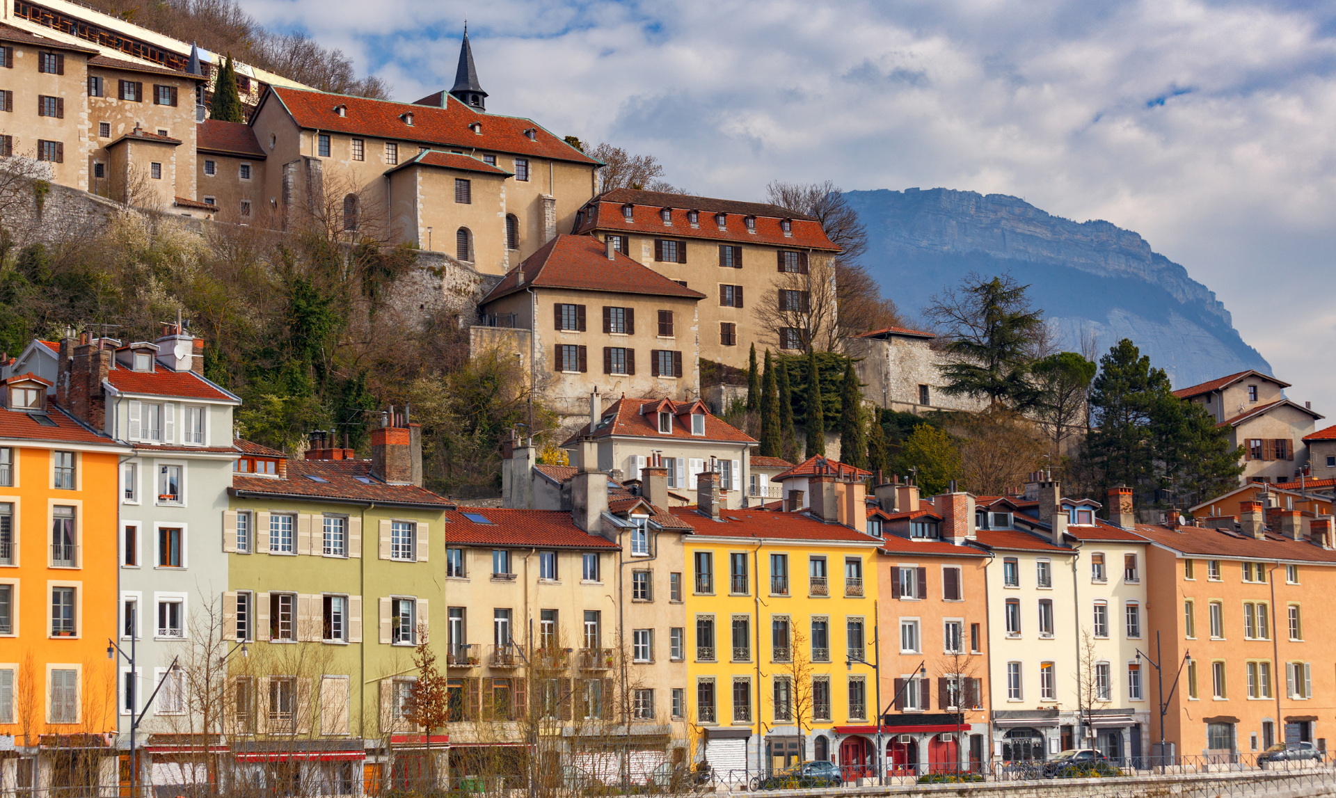 View of Grenoble, with mountains in the background