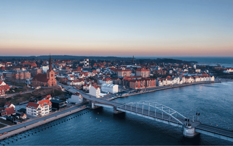 Aerial cityscape of Sonderborg, Denmark