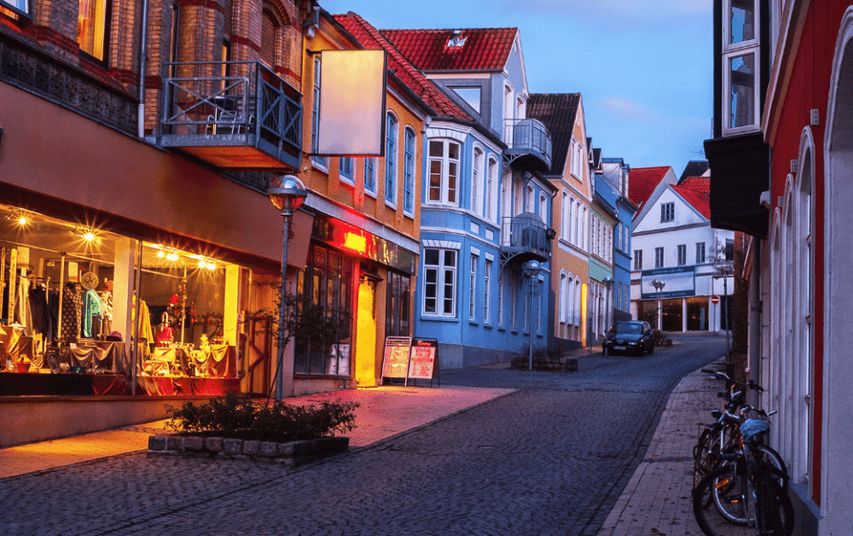 Town of Sonderborg in twilight