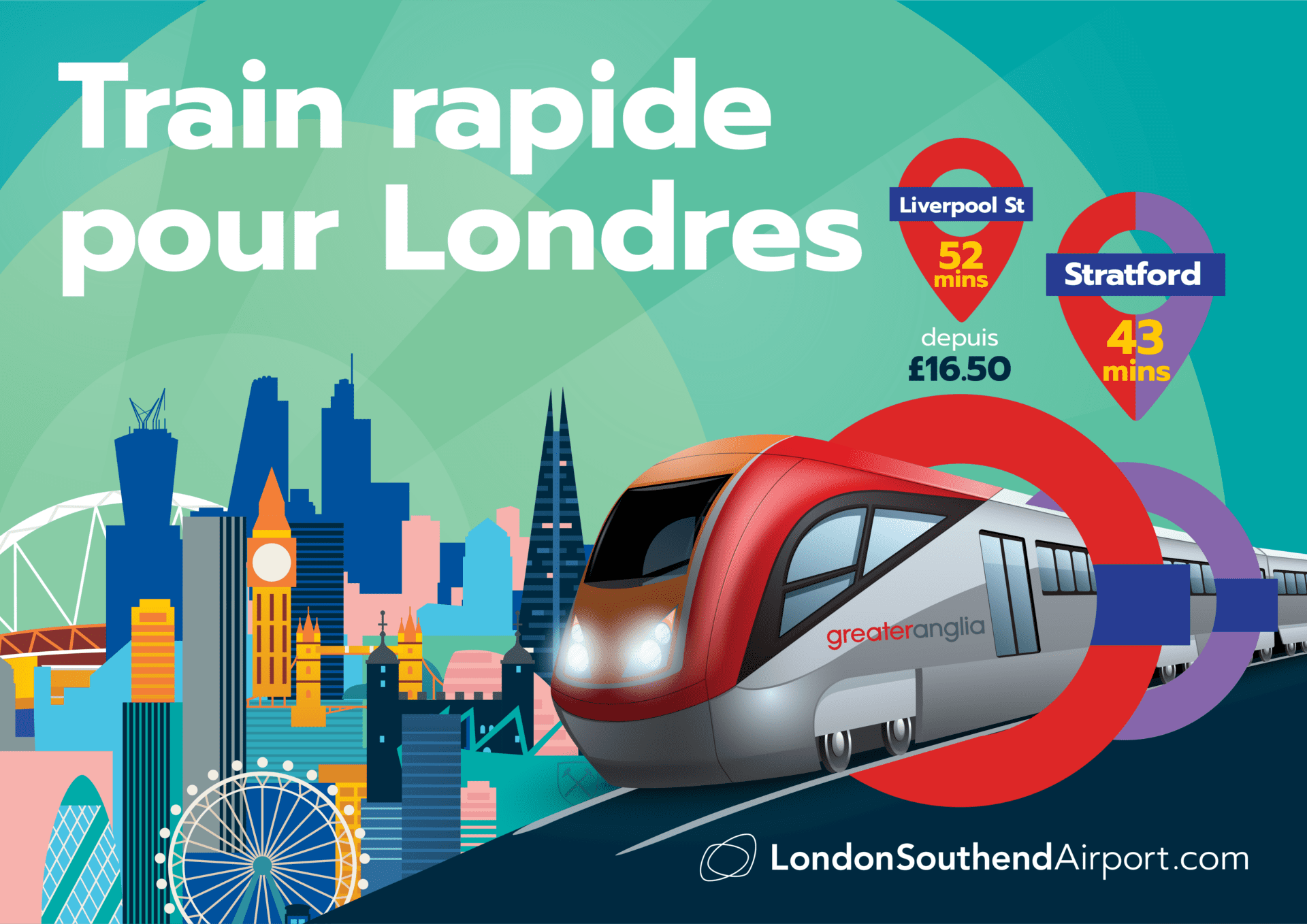One of the quickest, simplest ways to get to and from London Southend Airport is by train, thanks to our modern, purpose-built train station just 100 steps from the terminal.