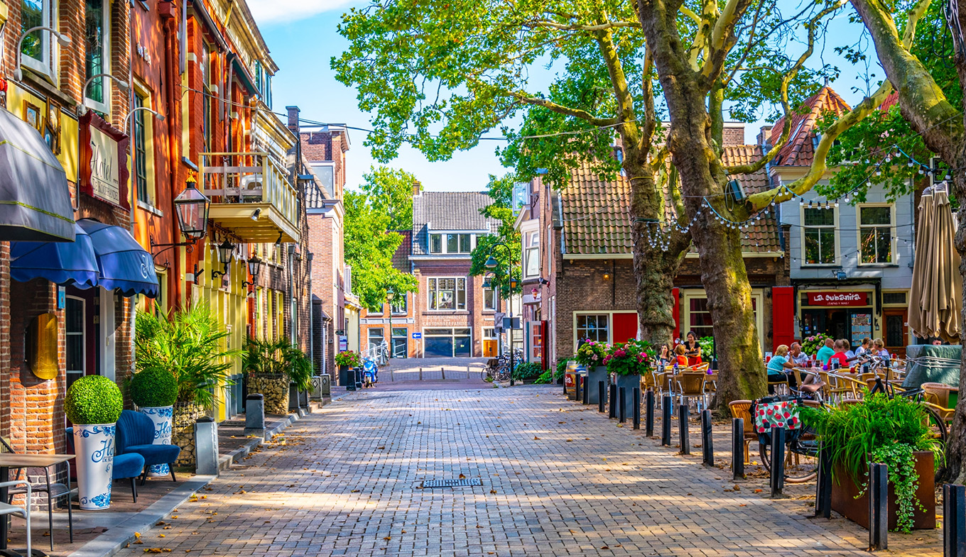 Street in Delft in the Netherlands
