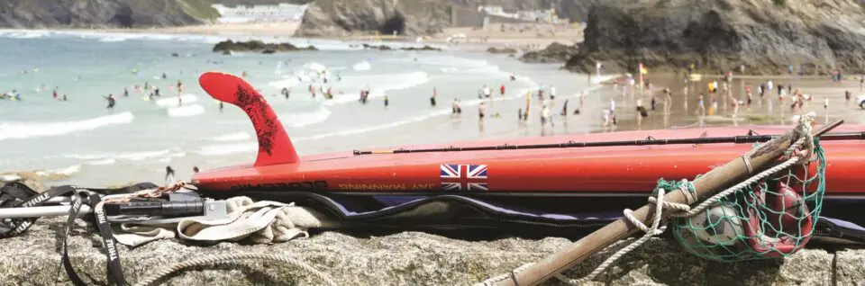 Surfboard on the beach in Newquay