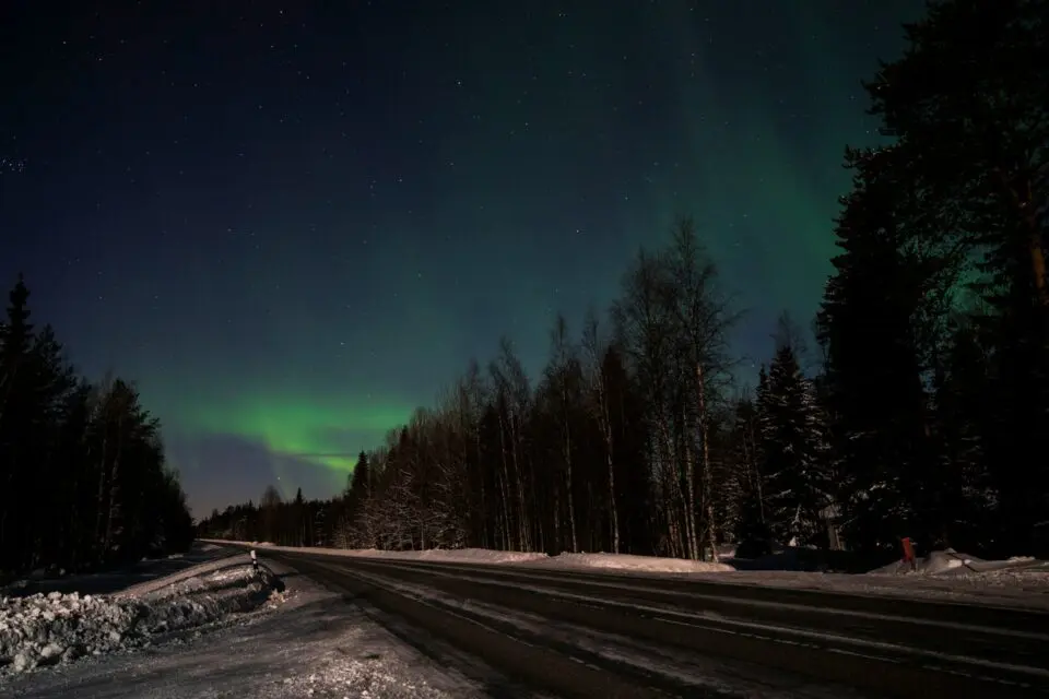 Roads at night in Rovaniemi, Finland