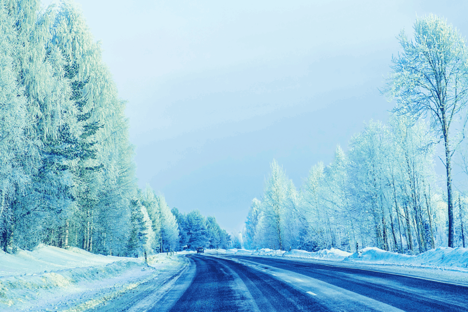 Snowy roads in Rovaniemi, Finland