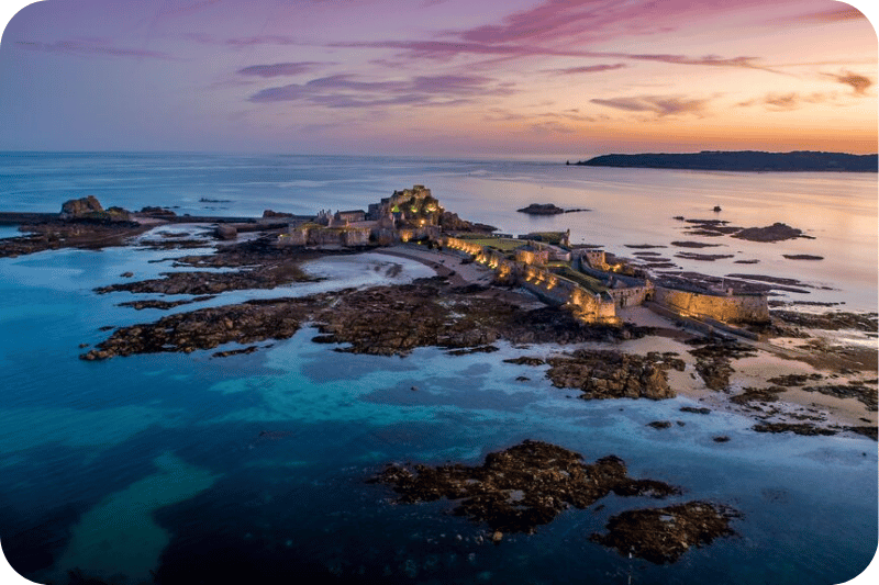 Elizabeth Castle at sunset, Jersey
