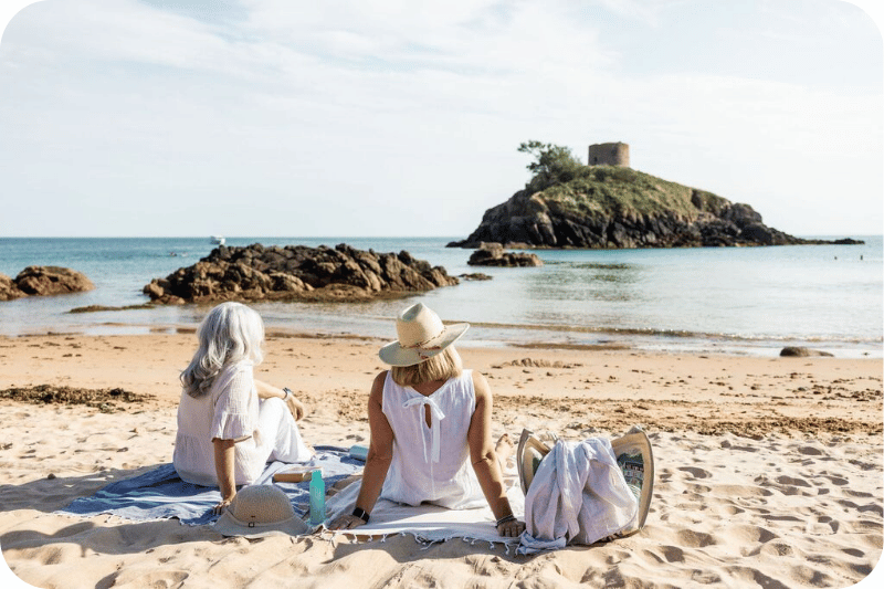 Portelet Bay sunbathing, Jersey