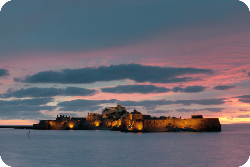 St. Helier at sunset, Jersey