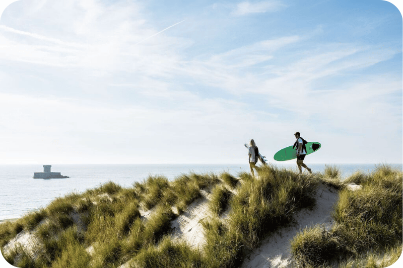 Surfing at St Ouen's Bay, Jersey