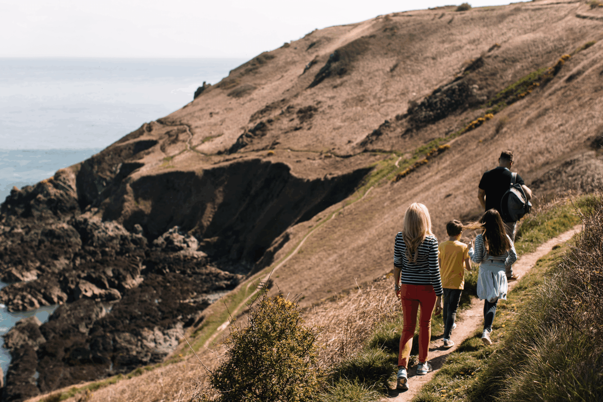 Family cliff walk in Jersey.