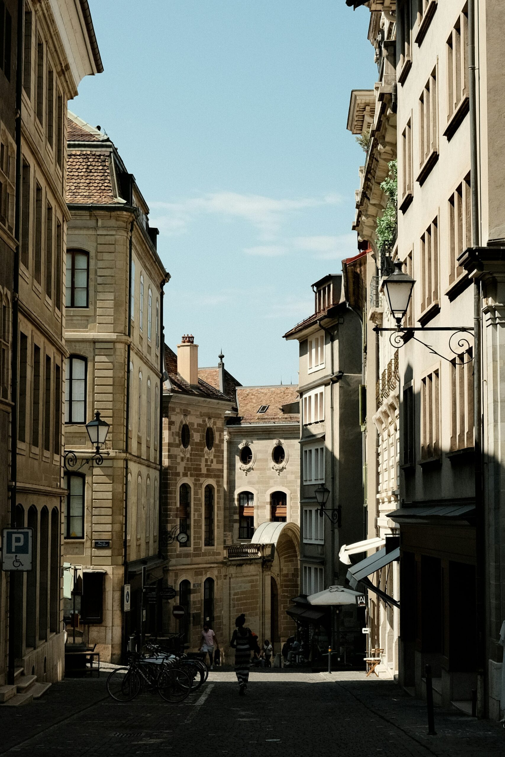 Portrait image of the streets in Geneva.