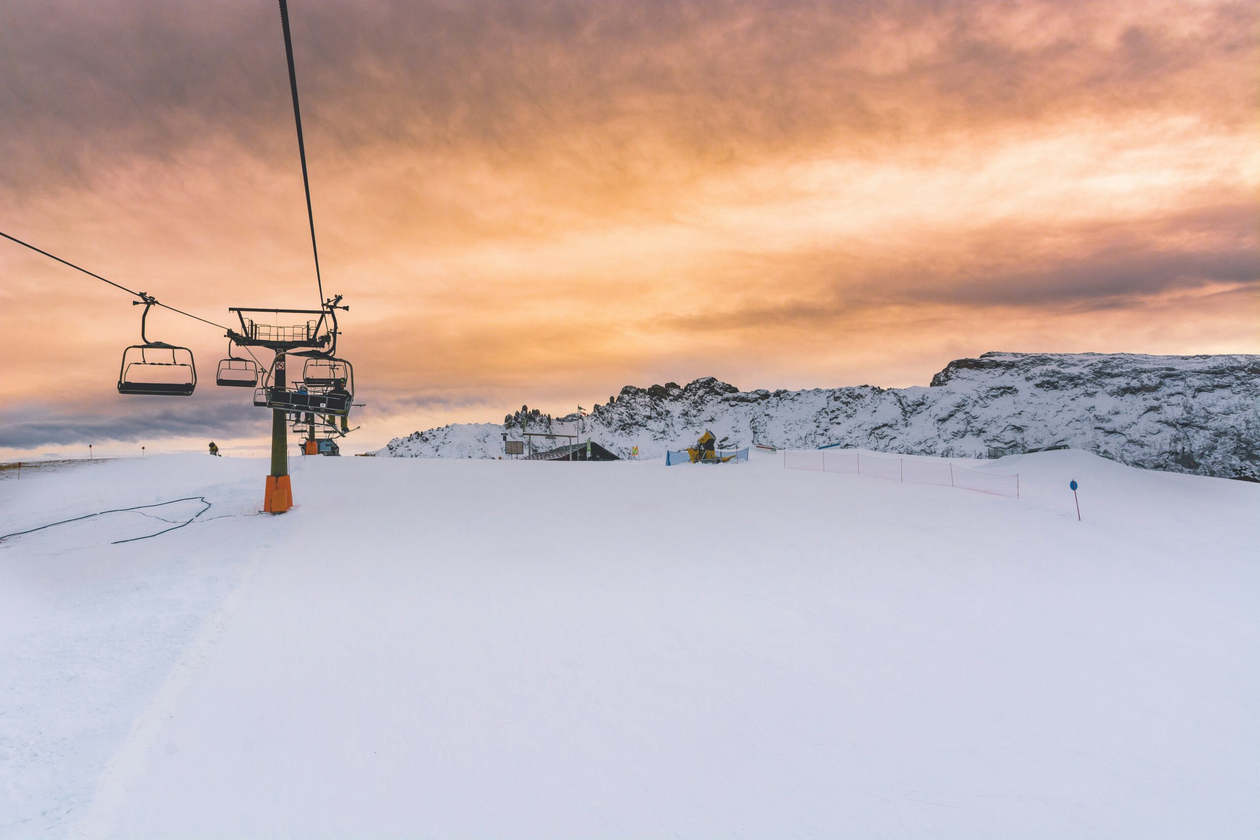 Ski lift at sunset.